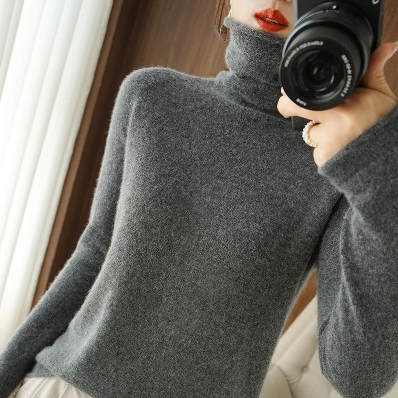 Autumn Winter Women Sweaters Turtleneck Long Sleeve Solid Slim Fit Basic Knit Tops Warm Bottoming Shirts High Strecth Pullovers - Image 5