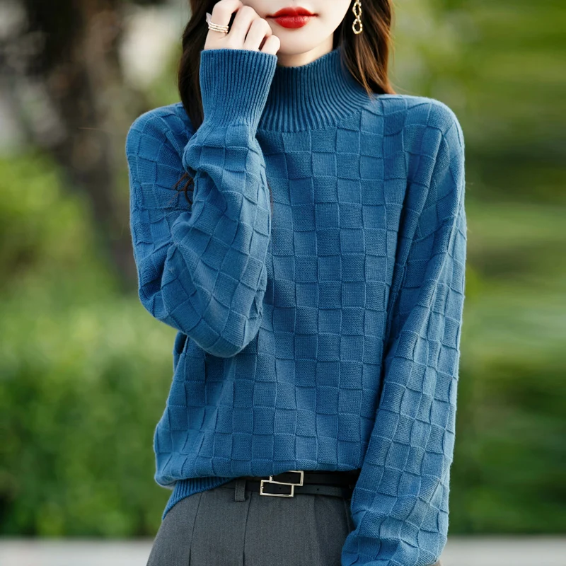 Women Sweater Mock Neck Korean Fashion Loose Pullovers Solid Long Sleeve Undershirt Warm Autumn Winter Warm Jumpers Knitwears - Image 2