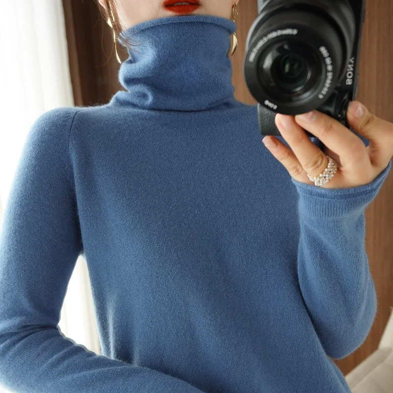 Autumn Winter Women Sweaters Turtleneck Long Sleeve Solid Slim Fit Basic Knit Tops Warm Bottoming Shirts High Strecth Pullovers - Image 4