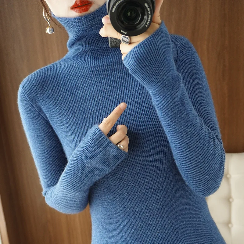 Women Sweater Turtleneck Slim Pullovers Autumn Winter Warm Bottoming Shirts Jumpers Basic High Strecth Fashion Korean Knitwear - Image 2